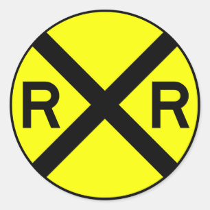 Bahnübergang warnender Straßenschild-Zug- Runder Aufkleber