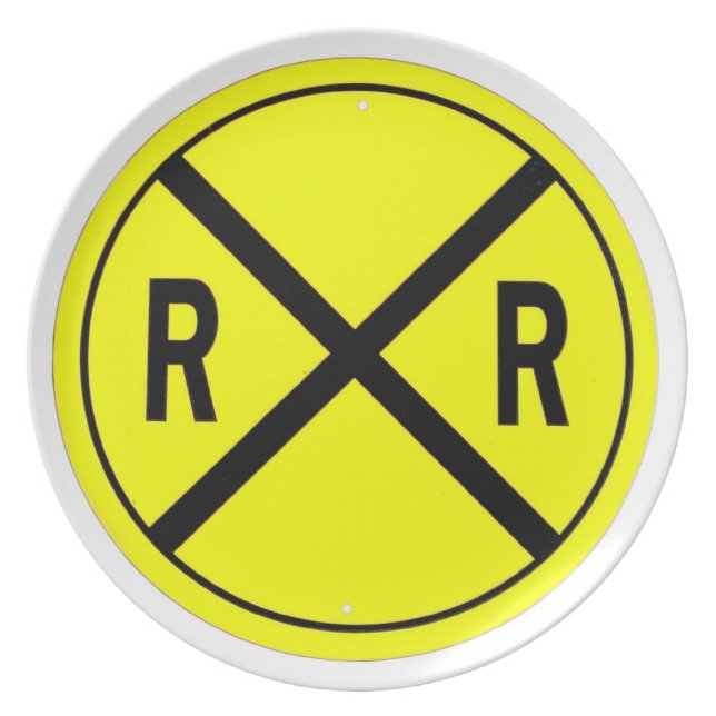 Bahnübergang Zeichen-Platten- Melaminteller (Vorderseite)