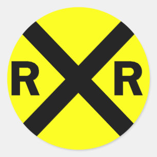 Bahnübergang Zeichen rund Runder Aufkleber