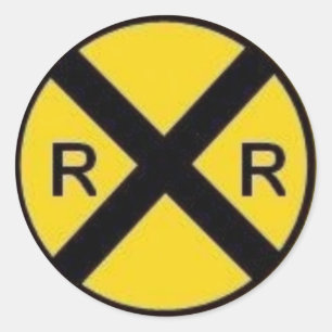Bahnübergang Zeichen- Runder Aufkleber
