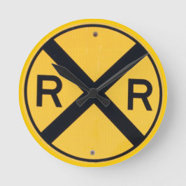 Bahnübergangszeichen Runde Wanduhr