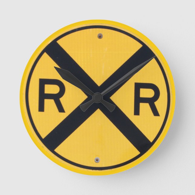 Bahnübergangszeichen Runde Wanduhr (Vorderseite)