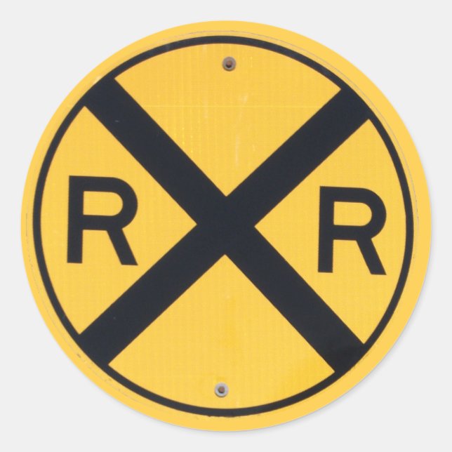 Bahnübergangszeichen Runder Aufkleber (Vorderseite)