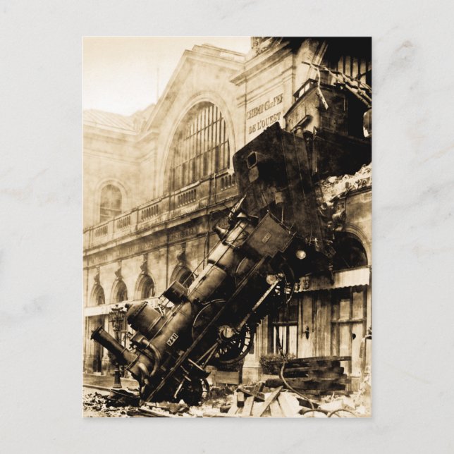 Bahnwrack in Montparnasse , 22 Oktober 1895 Postkarte (Vorderseite)
