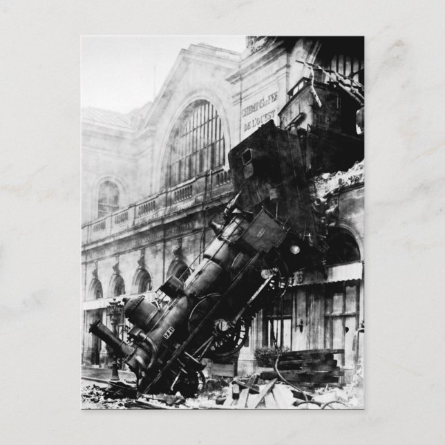 Bahnwrack in Montparnasse , 22 Oktober 1895 Postkarte (Vorderseite)