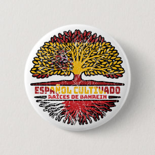 Bahrain Bahraini Spanisch Spanien Baumwurzeln Flag Button