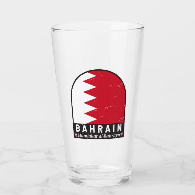 Bahrain Flag Emblem gestört Vintag Glas (Vorderseite)