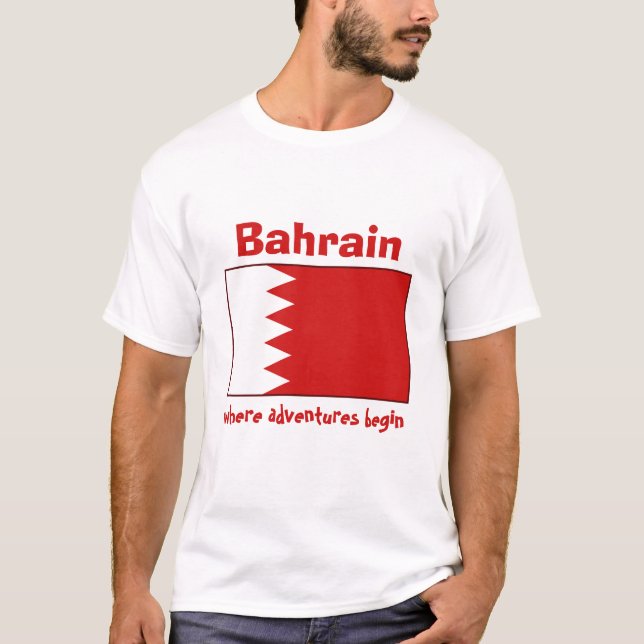 Bahrain-Flagge + Karte + Text-T - Shirt (Vorderseite)