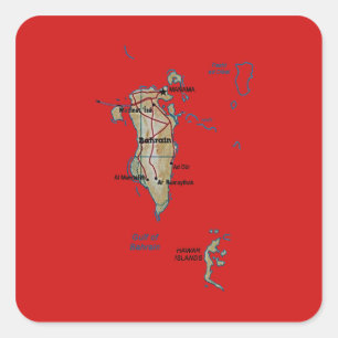 Bahrain-Karten-Aufkleber Quadratischer Aufkleber