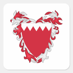 Bahrain Landeswappen Symbol Emblem Flagge Quadratischer Aufkleber