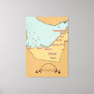 Bahrain Vintage-Reisekarte Leinwanddruck