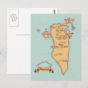 Bahrain Vintage Reiseplan Postkarte