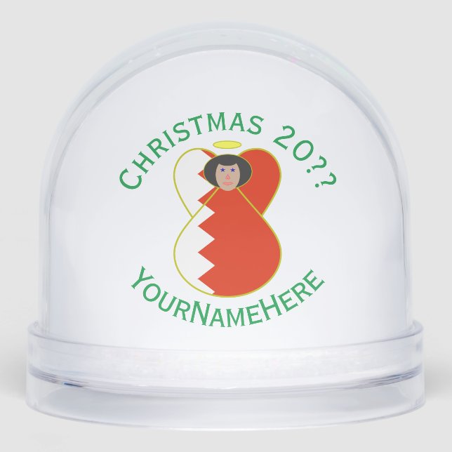 Bahraini Angel - Weihnachtsfahne Personalisiert Schneekugeln (Vorderseite)