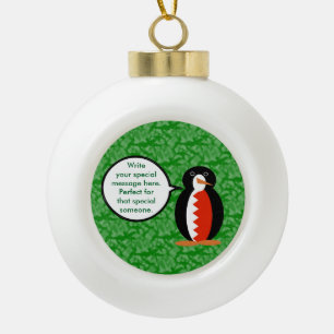 Bahrainische Flaggenfeier Frau Pinguin Sprechen Keramik Kugel-Ornament