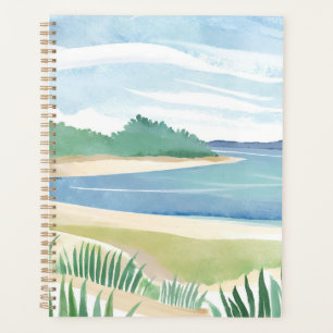 Baie d'herbe de plage Océan aquarelle mer côtièr