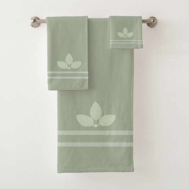 Baie Laurel Feuilles & Stripes sur Sage Ensemble d (En situation)