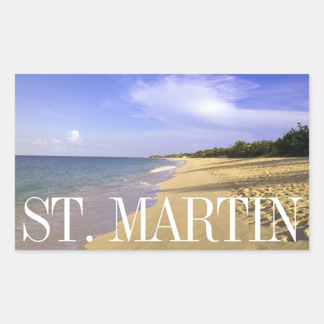 Baie Longue Long Bay Beach, St. Martin Rechteckiger Aufkleber (Vorderseite)