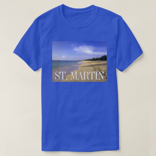Baie Longue Long Bay Beach, St. Martin T-Shirt (Design vorne)