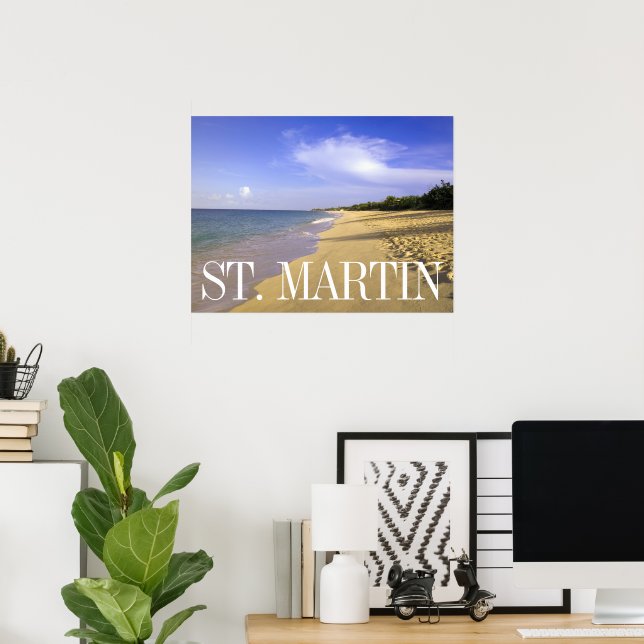 Baie Longue Long Bay Strand, St. Martin Poster (Heimbüro)