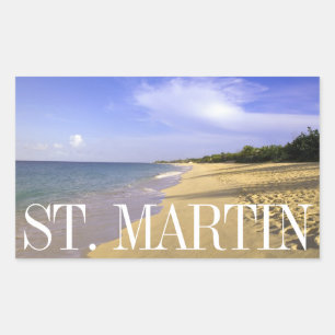 Baie Longue Long Bay Strand, St. Martin Rechteckiger Aufkleber