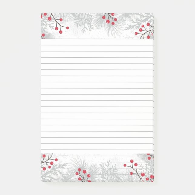 Baies rouges et billets Post-It® en argent, 4 po x (Devant)