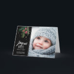 Baies Rouges | Joyeux Noël Feiertagskarte<br><div class="desc">Modern Design Carte de Noël avec Foto</div>