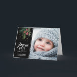 Baies Rouges | Joyeux Noël Feiertagskarte<br><div class="desc">Modern Design Carte de Noël avec Foto</div>
