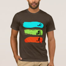 Baignade, vélo et course à pied. T-shirt triathlon