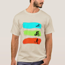 Baignade, vélo et course à pied. T-shirt triathlon