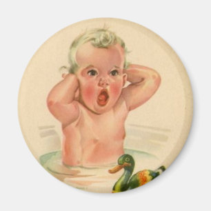 Baignoire Bébé et canard Magnet rétro Vintage