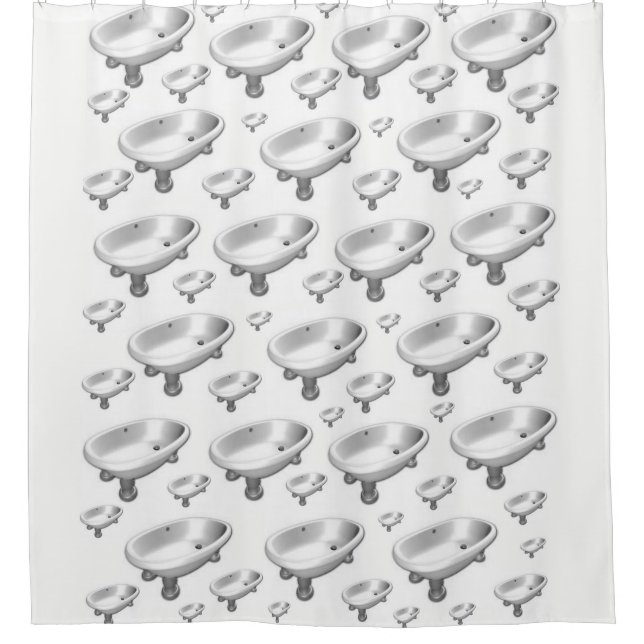 baignoire enfants douche blanc rideau (Devant)