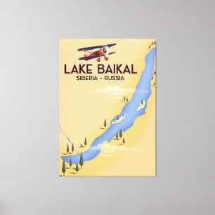 Baikalsee Sibirien Russisches Reiseplakat Karte Leinwanddruck
