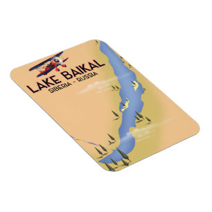 Baikalsee Sibirien Russisches Reiseplakat Karte Magnet