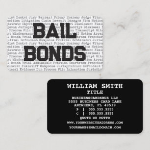 Bail Bonds Mots Légaux Carte de visite