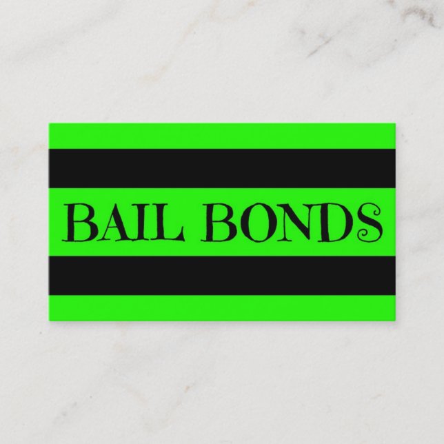 Bail Bonds Nee Green Business Card Visitenkarte (Vorderseite)