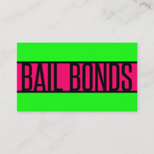Bail Bonds Neon Green et Hot Pink Carte de visite