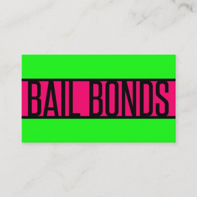 Bail Bonds Neongrüne und Hot-Pink-Visitenkarte Visitenkarte (Vorderseite)