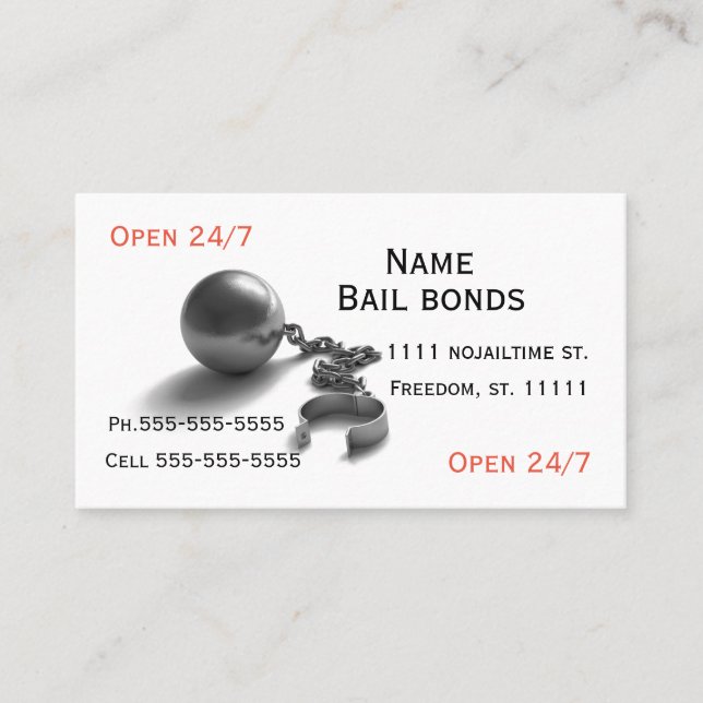 Bail des liaisons et carte de visite à chaîne (Devant)