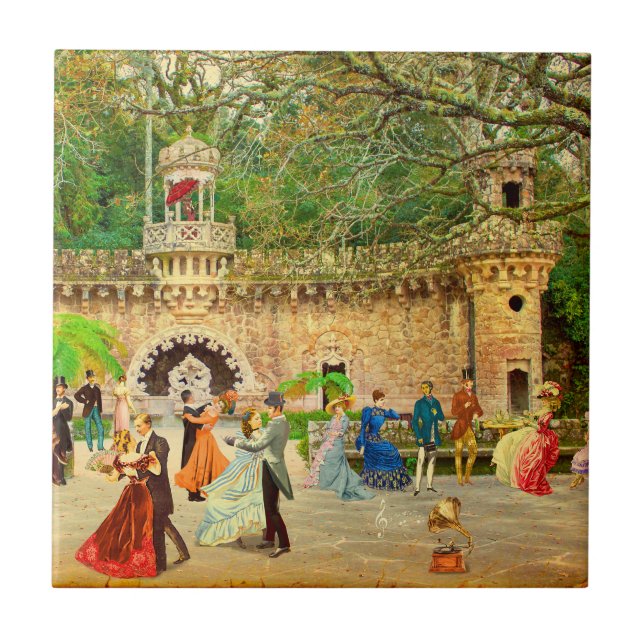 Bailando vals en la Quinta da Regaleira (Portugal Fliese (Vorderseite)