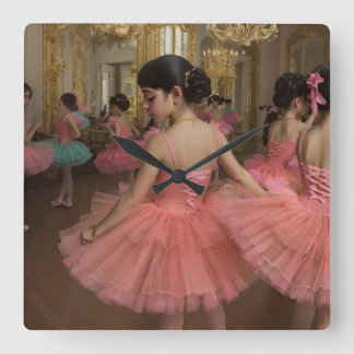 Bailarinas en una gran sala de estilo rocóco quadratische wanduhr