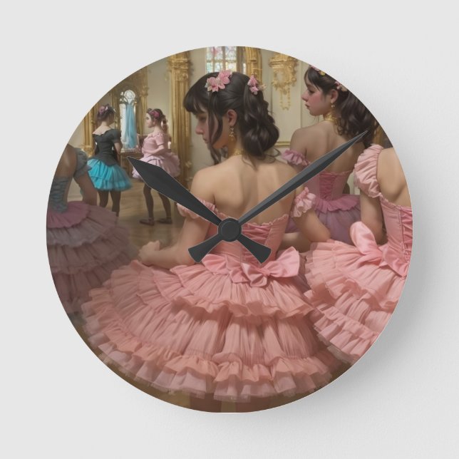 Bailarinas en una gran sala de estilo rocóco runde wanduhr (Vorderseite)