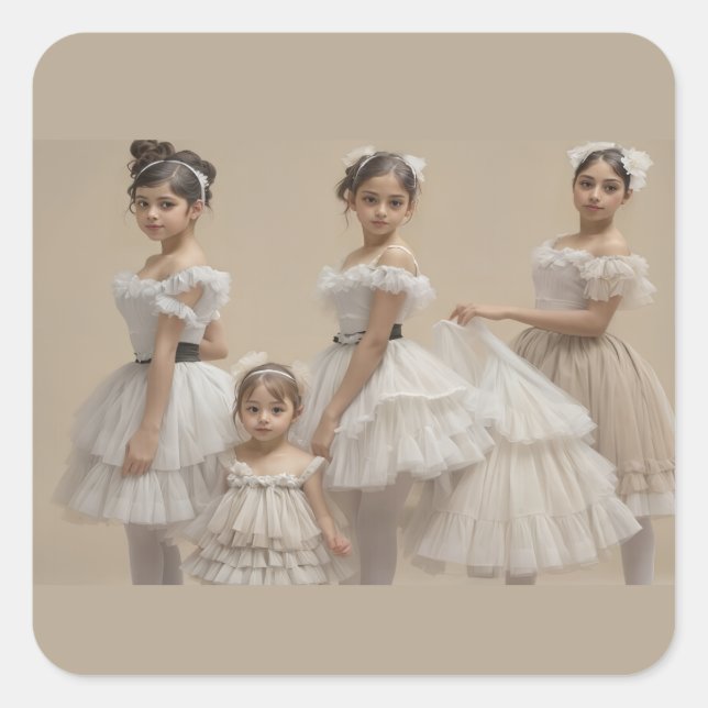 Bailarinas románticas quadratischer aufkleber (Vorderseite)