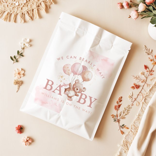 BAILEY Pink Bearly Wait Teddy Bear Baby Dusche Geschenktütchen (Von Creator hochgeladen)