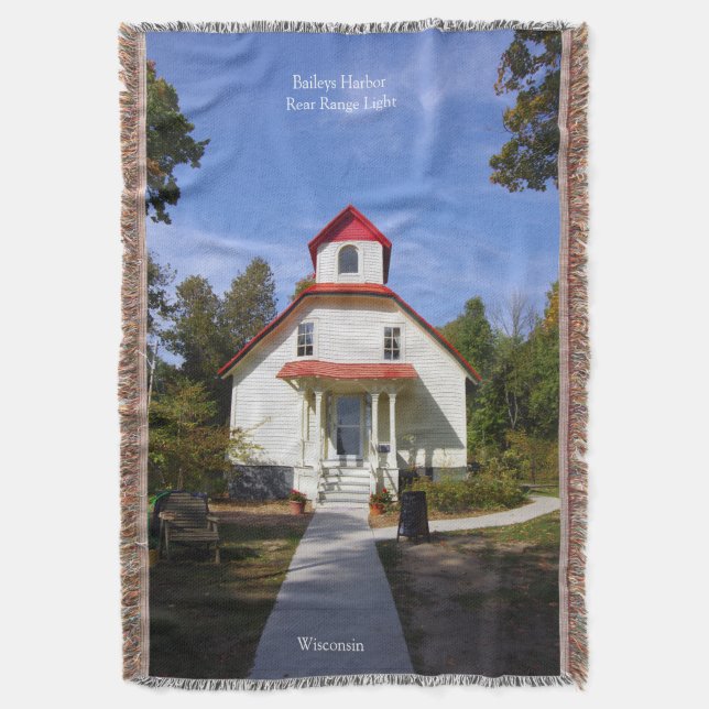 Baileys Harbor Rear Range Light throw blanket Decke (Vorderseite Vertikal)