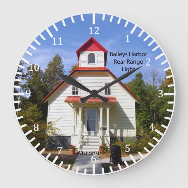 Baileys Harbor Rear Range Light-Uhr Große Wanduhr (Vorderseite)