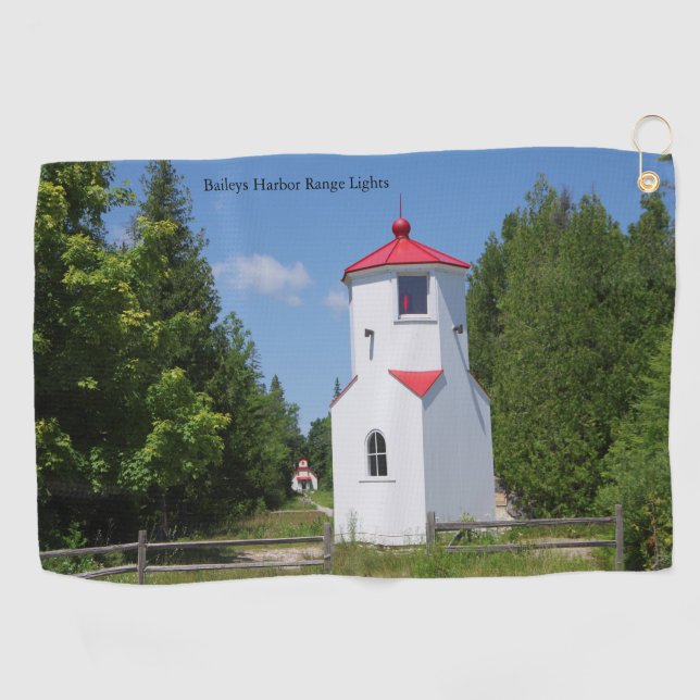 Baileys Harbour Range Lights Golf Handtuch (Horizontal)