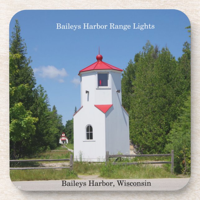 Baileys Harbour Range Lights Set von 6 Untersetzer (Vorderseite)