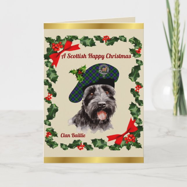 Baillie Scottie Dog Personalisiert Xmas Karte (Vorderseite)