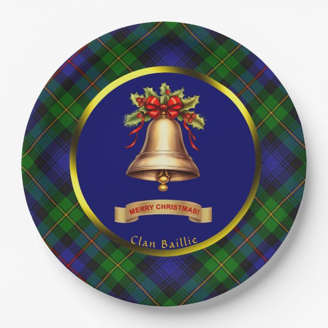 Baillie Tartan Personalisiert Weihnachten Pappteller (Vorderseite)