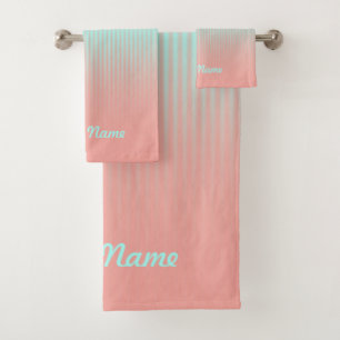 Bain à rayures corail et turquoise